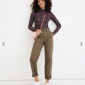 Madewell tall army green utility pants.